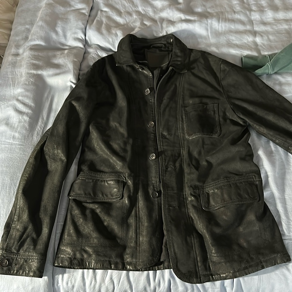 Allsaints rough out leather jacket Large